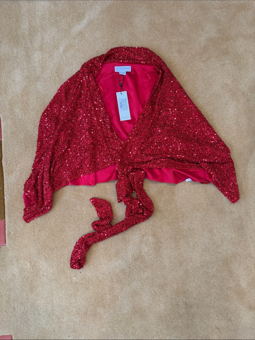 NEVER FULLY DRESSED Red Wrap Around Sequin Mini Skirt